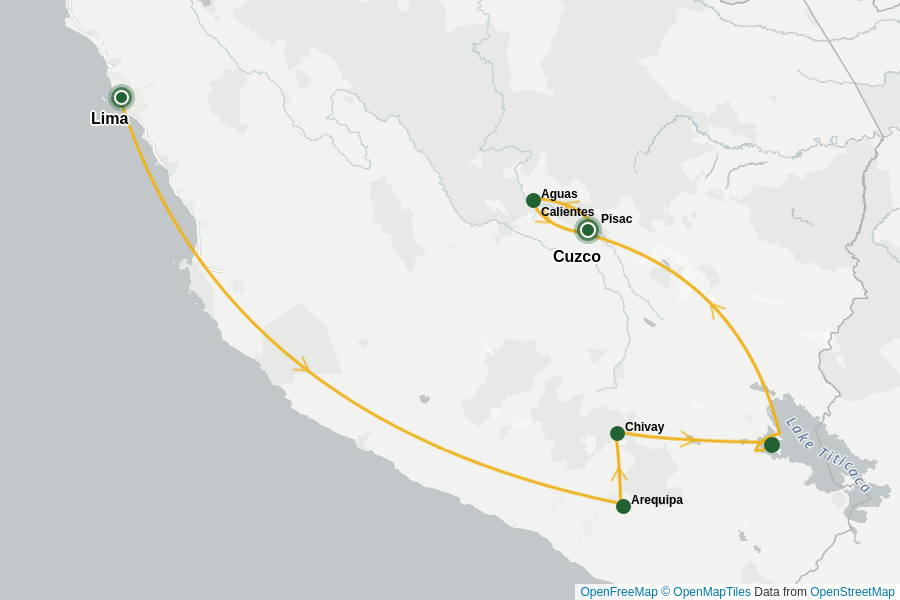 Itinerary Map image for Peru: Privatreise Comfort