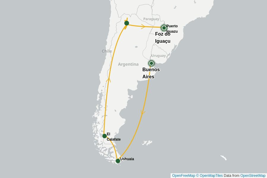 Itinerary Map image for Faszination Argentinien