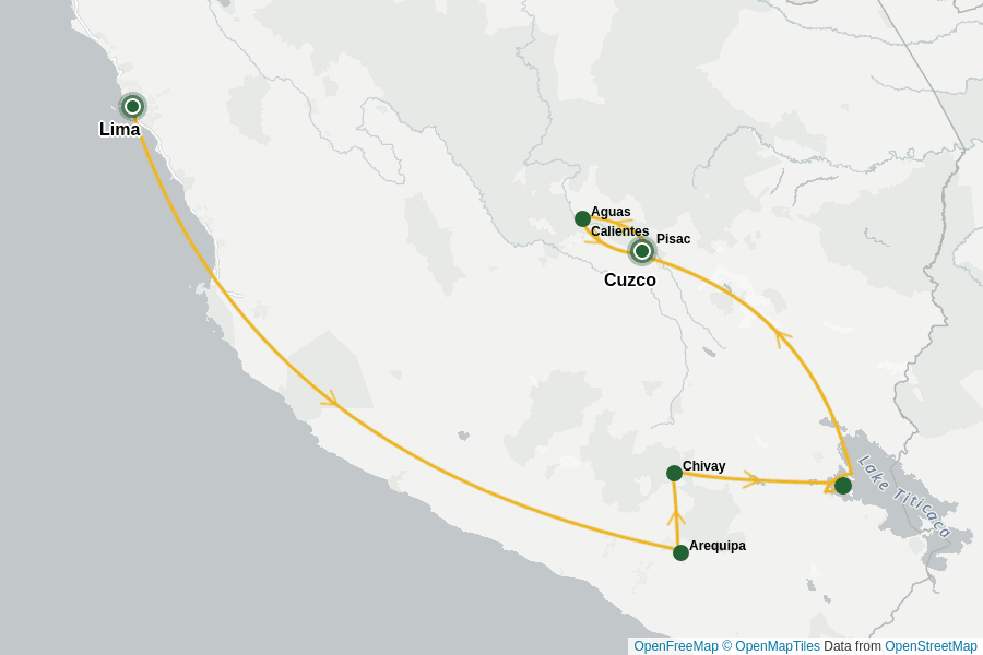Itinerary Map image for Peru: Privatreise Comfort