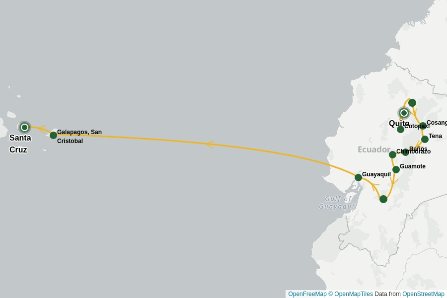 Itinerary Map image for Ecuador & Galapagos: Privatreise