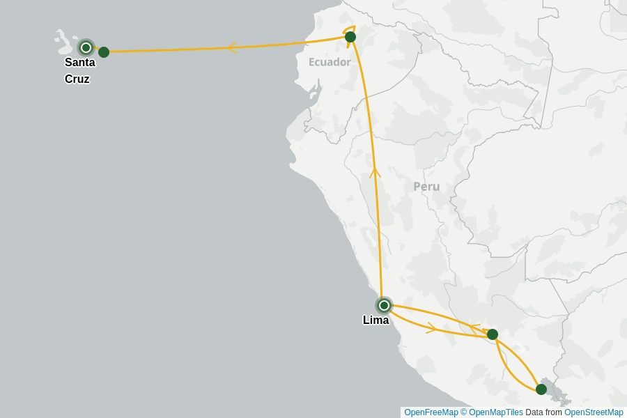 Itinerary Map image for Peru & Ecuador: Mythen und Naturparadiese