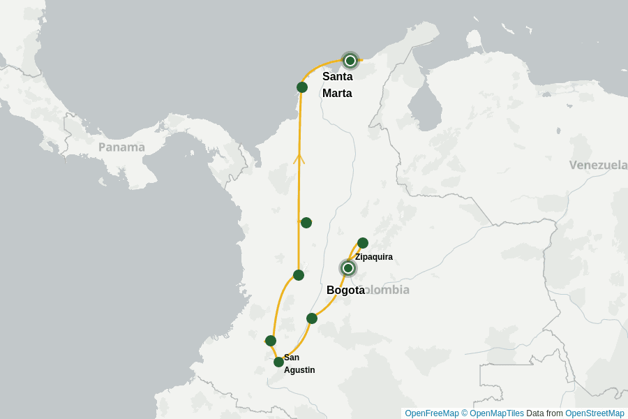 Itinerary Map image for Kolumbien: Privatreise